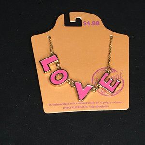 Pink and Gold 'Love' Necklace